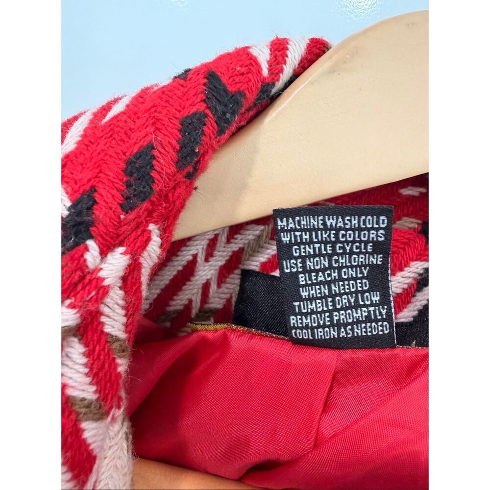 Wet Seal Vintage Red‎ Plaid Peacoat Jacket Medium - Picture 6 of 7